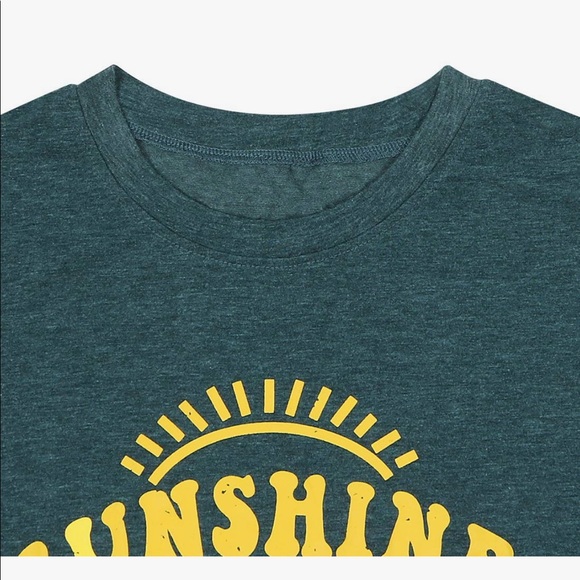 ☀️ SUNSHINE & WHISKEY Green T Shirt & Yellow - Picture 3 of 7